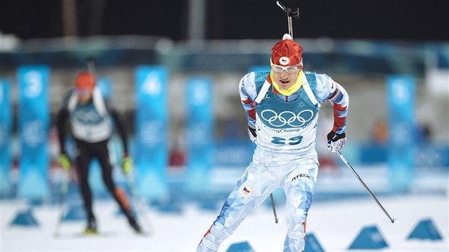 �esk� biatlonista Ond�ej Moravec v olympijsk�m st�hac�m z�vodu na 12,5 km v...