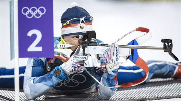 �esk� biatlonista Ond�ej Moravec v olympijsk�m st�hac�m z�vodu na 12,5 km v...