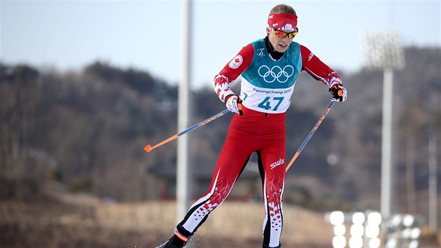 Kanadsk bkyn Ingvild Cendrine Browneov v olympijskm zvodu na 10 km volnou technikou. (15. nora 2018)