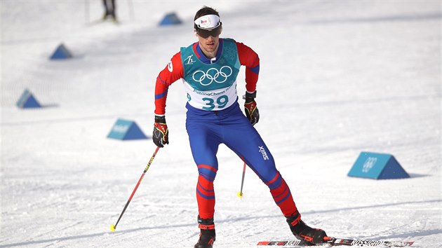 esk bec Martin Jak v olympijskm zvodu na 15 km volnou technikou. (16. nora 2018)