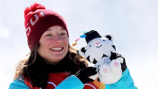 vcarka Sarah Hfflinov ovldla na olympijskch hrch lyask slopestyle. (17. nora 2018)