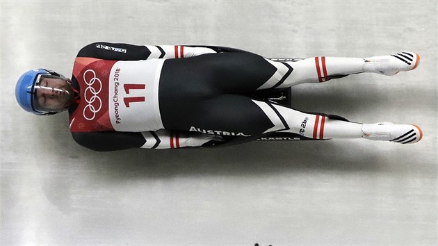 Ne�ekan� olympijsk� v�t�z v j�zd� na san�ch David Gleirscher z Rakouska.