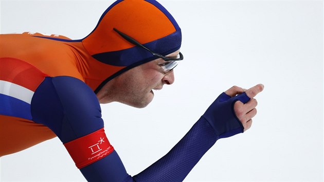 Nizozemsk rychlobrusla Sven Kramer v olympijskm zvod na 10 000 metr v Pchjongchangu.