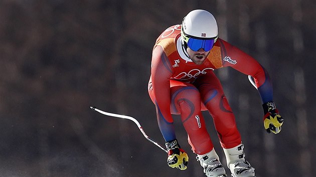 Norsk lya Kjetil Jansrud na trati obho slalomu.