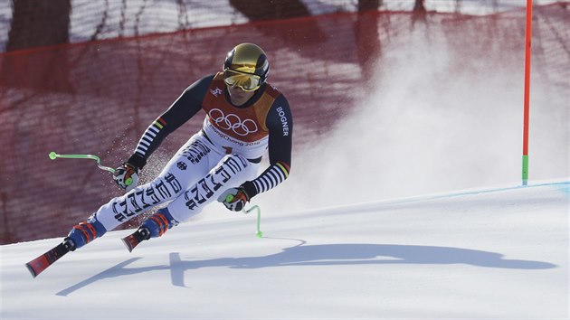 Nmeck lya Thomas Dressen bhem sjezdu v olympijsk superkombinaci.