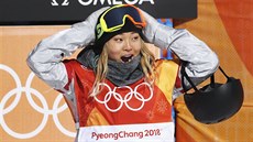 Sedmnáctiletá Chloe Kimová z USA vyhrála olympijský závod snowboardistek na...