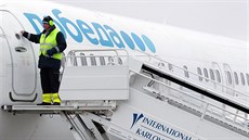 První letadlo společnosti Pobeda na nové lince z Moskvy do Karlových Varů...