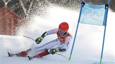 Americká ly�a�ka Mikaela Shiffrinová v 1. kole ob�ího slalomu.