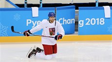 Vojtch Mozík pi tréninku eských hokejist v jihokorejském Kangnungu. (12....