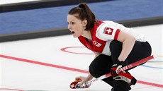 výcarská curlerka Jenny Perretová v olympijském finále v jihokorejském...