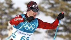 výcarský bec Dario Cologna v olympijském závodu na 15 km volnou technikou....