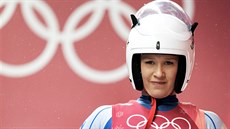 Česká sáňkařka Tereza Nosková při třetí olympijské jízdě v ledovém korytu...