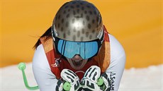 Rakouská lyaka Anna Veithová  po dojezdu olympijského superobího slalomu.
