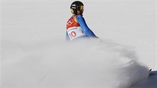 Italský lya Dominik Paris v cíli sjezdu olympijské superkombinace