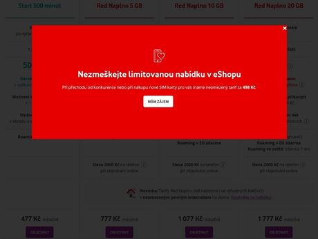 Vodafone nabízí ve svém e-shopu speciální neomezený tarif.