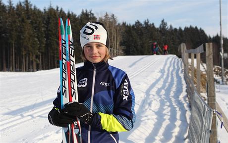 Jedenáctiletá závodnice SK Nové Msto na Morav Lucie Crháková na letoní...