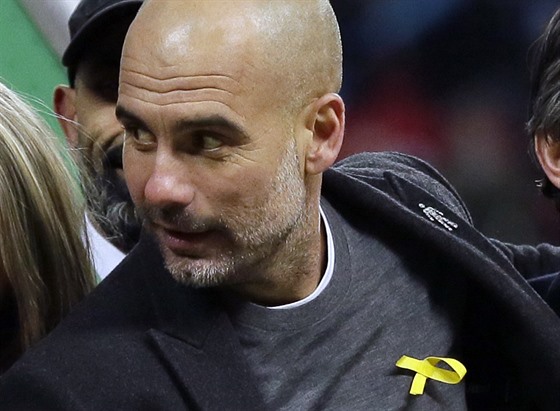 Trenér fotbalist Manchesteru City Pep Guardiola po finálovém utkání anglického...