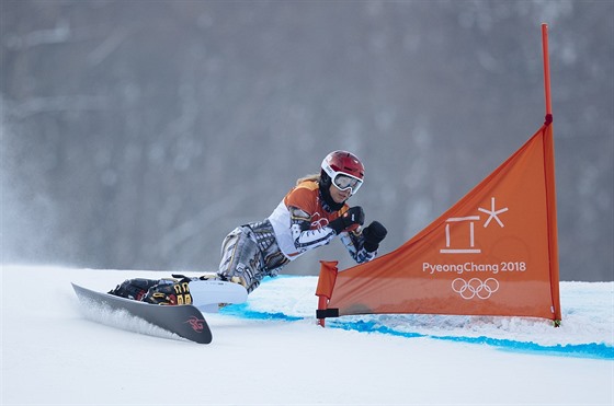 Ester Ledecká na olympijské trati v Pchjongchangu - ilustraní foto. 