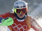 Henrik Kristoffersen na trati olympijského slalomu.