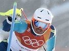 André Myhrer jede olympijský slalom.