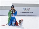 Italka Sofia Goggiaová se stala olympijskou vítzkou ve sjezdu.