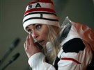 Lindsey Vonnová si ve sjezdovém lyování dojela pro bronz a ped novinái to...