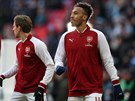 Pierre-Emerick Aubameyang z Arsenalu se pipravuje na finále Anglického poháru...