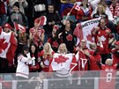Radost kanadských fanouk v zápase o bronzové medaile z eskem.