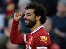 Liverpoolský Mohamed Salah se raduje ze svého gólu.