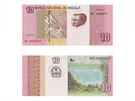 Angola, 10 kwanza. Na líci je vedle tradiních vzor portrét prvního a druhého...