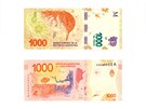 Argentina, 1000 peso. Bankovka pedstavuje argentinského národního ptáka...
