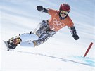 Ester Ledecká p�i svém úterním snowboardovém tréninku. (20. února 2018)