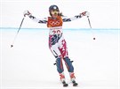 eská lyaka Kateina Pauláthová v cíli finálové jízdy kombinaního slalomu v...
