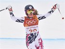eská lyaka Kateina Pauláthová v cíli finálové jízdy kombinaního slalomu v...