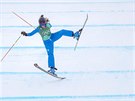 Pád Italky Debory Pixnerové v osmifinále olympijského skikrosu. (23. února 2018)