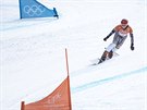 eská snowboardistka Ester Ledecká ve finálovém souboji se Selinou Jörgovou z...