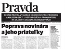 Titulní strana slovenského deníku Pravda (27. února 2018)