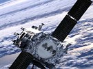 Satelity konstelace Starlink podle ilustrátora SpaceX.