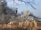 Požár mrazíren v Mochově u dálnice D11. (23.2.2018)