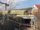 V praském Radotín vykolejil nákladní vlak. (28.2.2018)