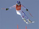 Americká lyaka Lindsey Vonnová bhem tréninku na olympijský sjezd.