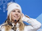 Dvojnásobná olympijská vítězka Ester Ledecká na tiskové konferenci