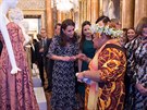 Vévodkyn Kate na recepci v Buckinghamském paláci s návrhái Commonwealthu...