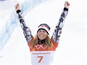 ZLATO. Česká snowboardistka Ester Ledecká zvítězila v olympijském paralelním...