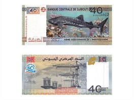 Džibutsko, 40 franků. Bankovka východoafrického státu se tiskla v Polsku....