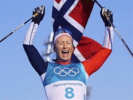 POSLEDNÍ ZLATO ZOH. Norská bkyn Marit Björgenová v cíli olympijského závodu...