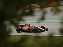 Fernando Alonso s McLarenem pi testovn ped sezonou formule 1 na okruhu v...