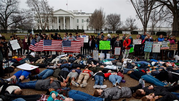 Protest za omezení dostupnosti střelných zbraní před Bílým domem (21. února 2018)