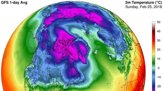 Nezvykle vysoké teploty v Arktidě názorně ukazuje grafický model klimatologa Roberta Rohdea.