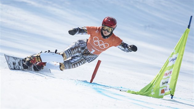 Ester Ledeck pi svm ternm snowboardovm trninku. (20. nora 2018)